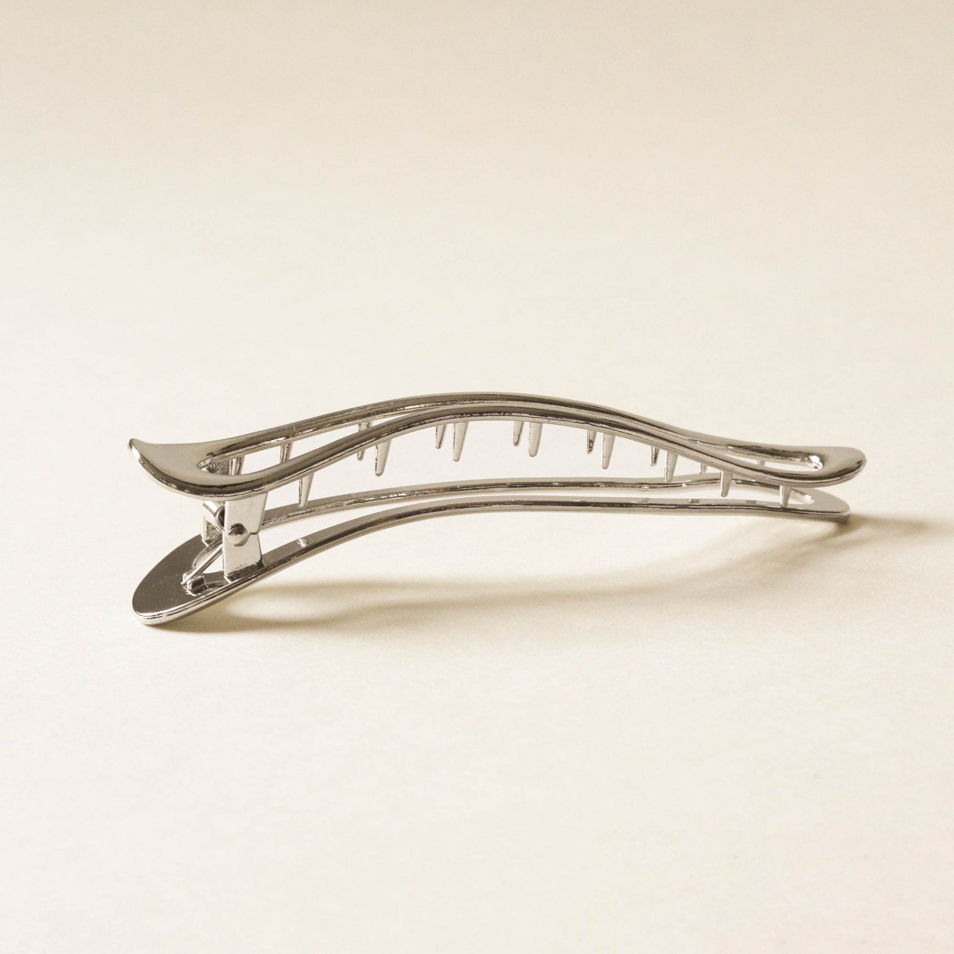 long organic shaped silver hair claw clip