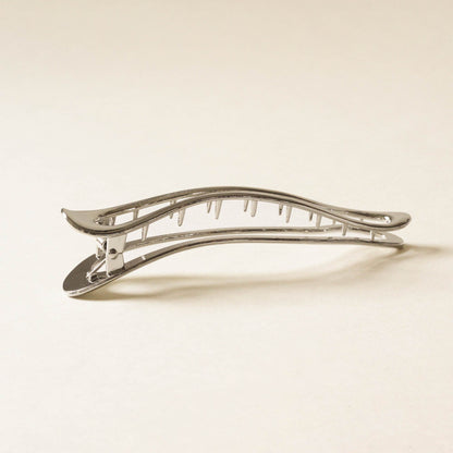 long organic shaped silver hair claw clip