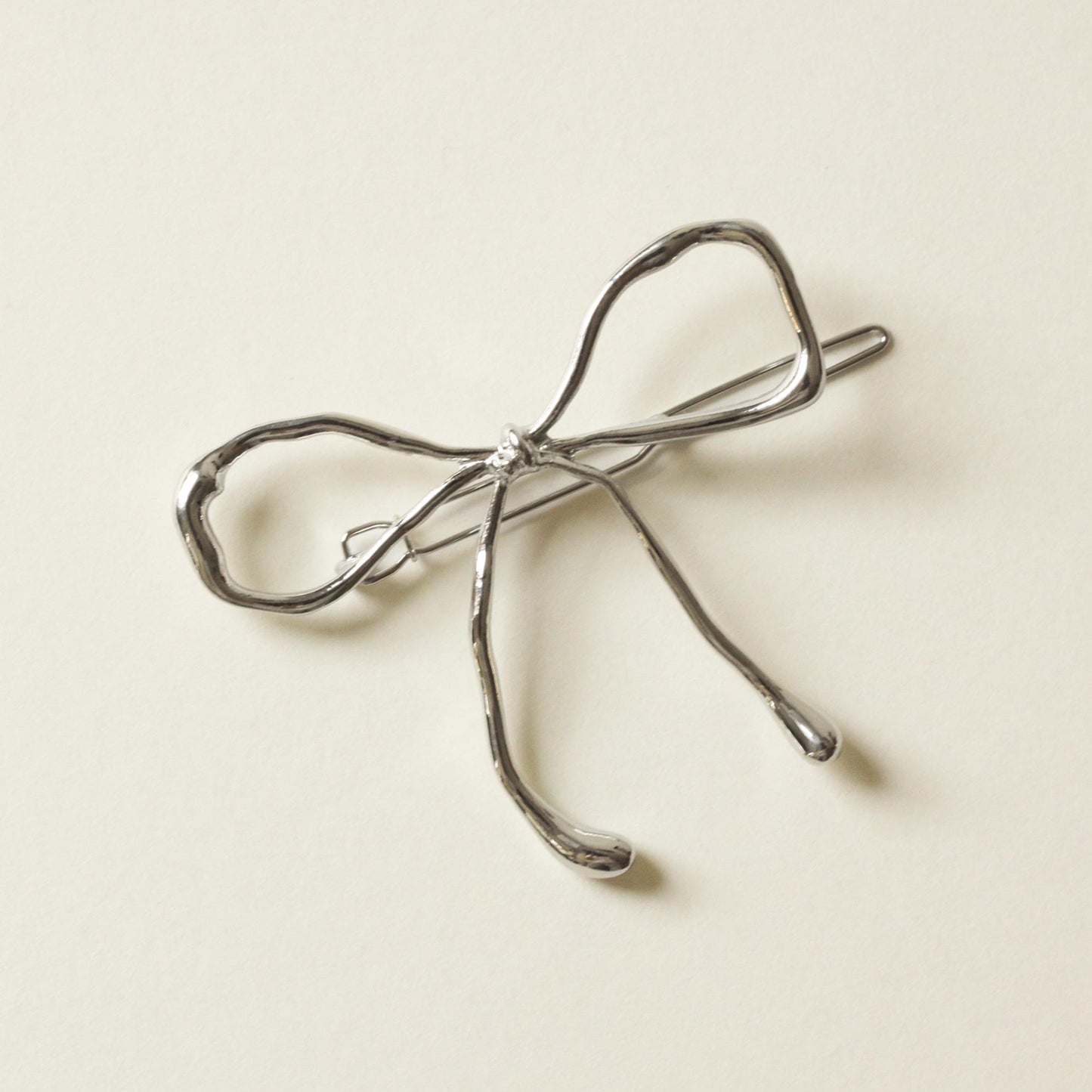 metal bow barrette hair clip with silver