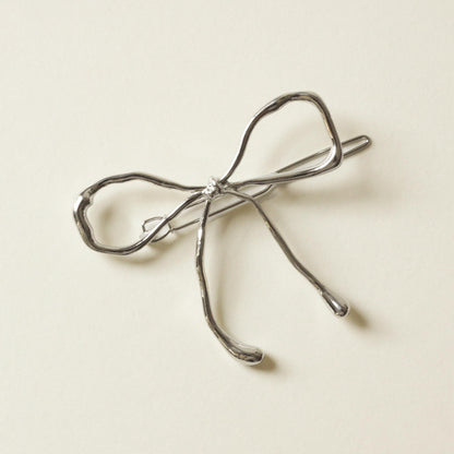 metal bow barrette hair clip with silver