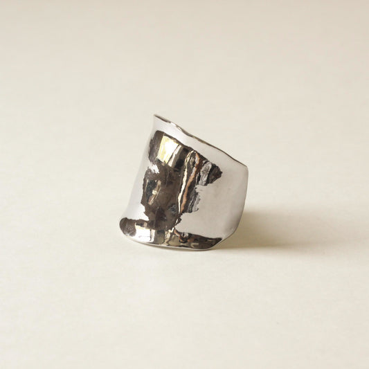 textured silver metal hair cuff holder