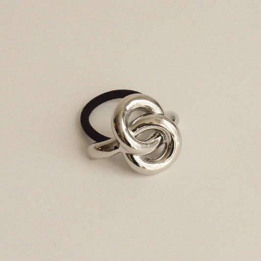 Ponytail hair tie with silver eternal loop
