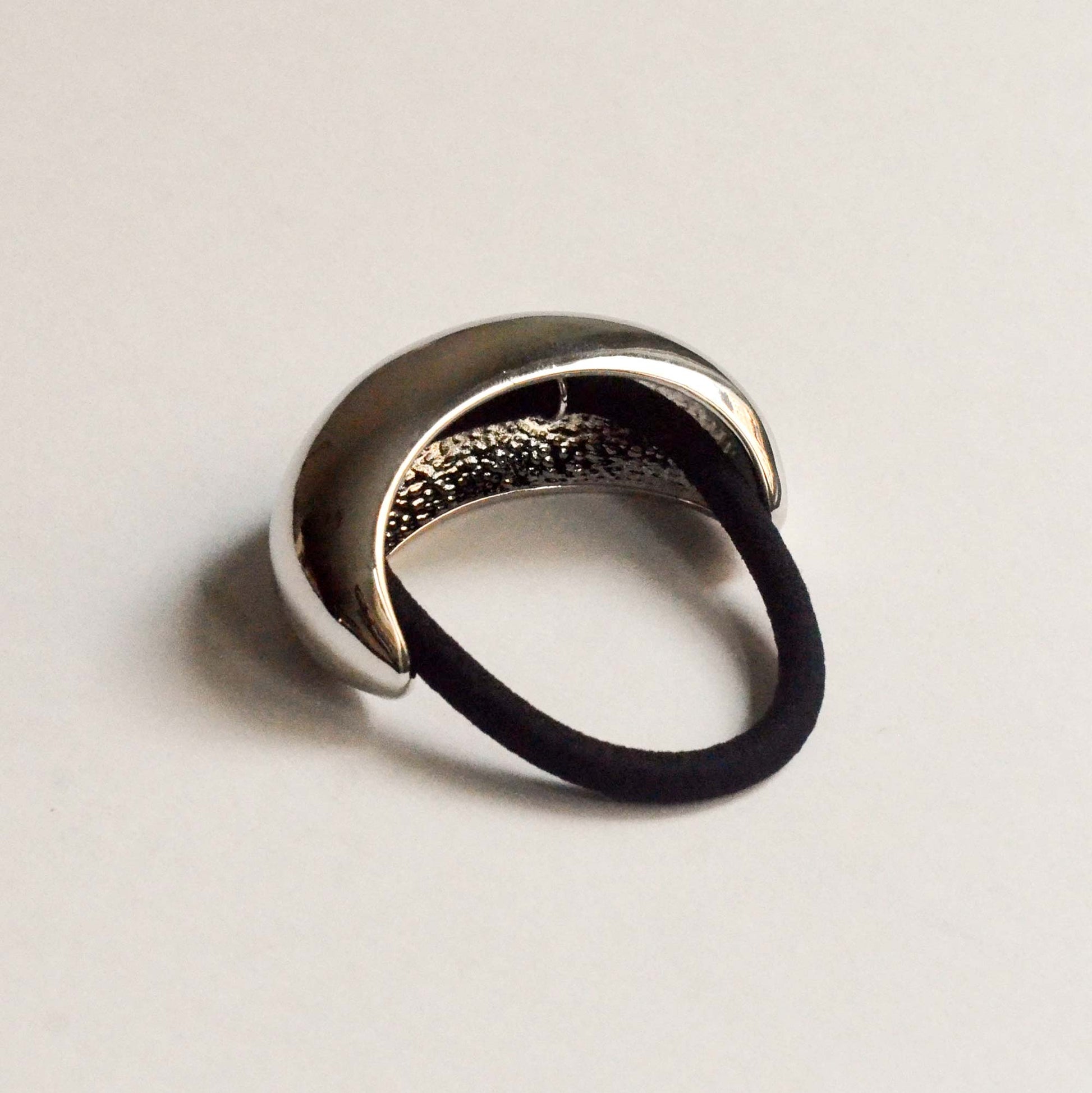wide crescent metal ponytail hair tie